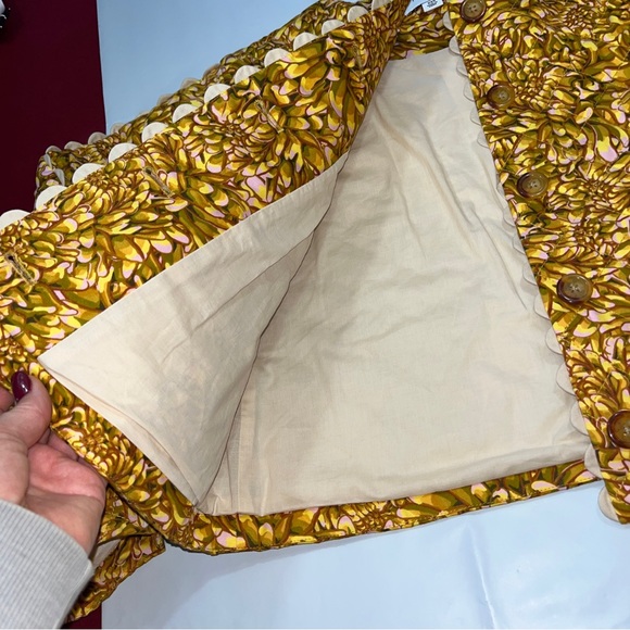 KIKA Vargas CROP JACKET NEW Mum Floral Quilted Jacket GOLD Yellow tan Button Up - Picture 15 of 16
